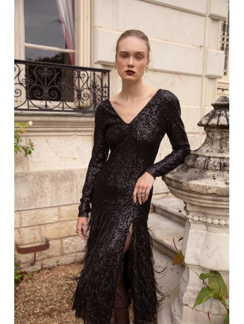 NIDODILEDA Amira Dress Μαύρο Φόρεμα με Παγέτα