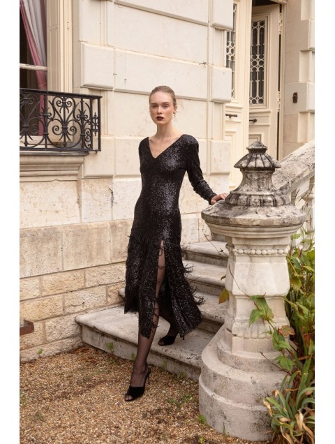 NIDODILEDA Amira Dress Μαύρο Φόρεμα με Παγέτα