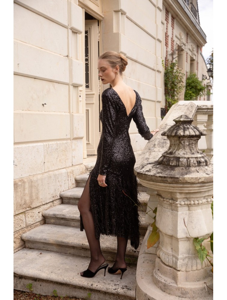 NIDODILEDA Amira Dress Μαύρο Φόρεμα με Παγέτα