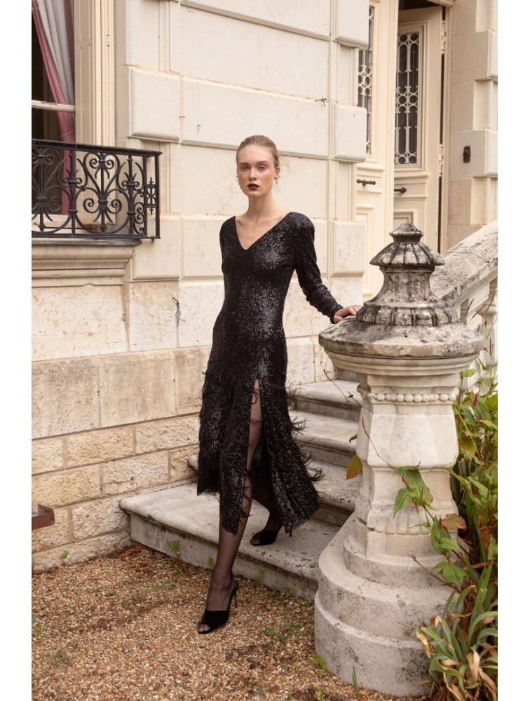 NIDODILEDA Amira Dress Μαύρο Φόρεμα με Παγέτα