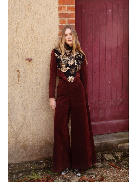 NIDODILEDA Brave Pants Βελουτέ Μπορντώ Παντελόνα