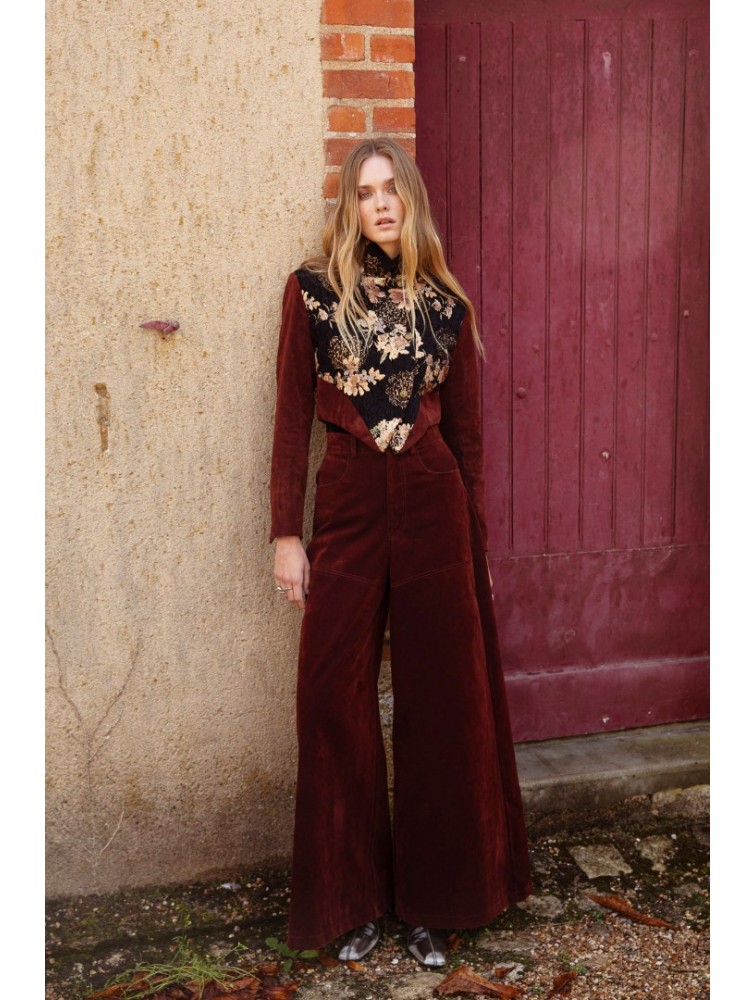 NIDODILEDA Brave Pants Βελουτέ Μπορντώ Παντελόνα