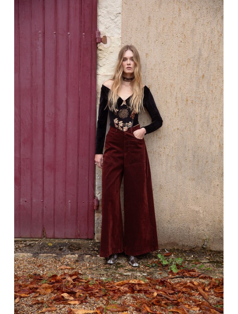 NIDODILEDA Brave Pants Βελουτέ Μπορντώ Παντελόνα