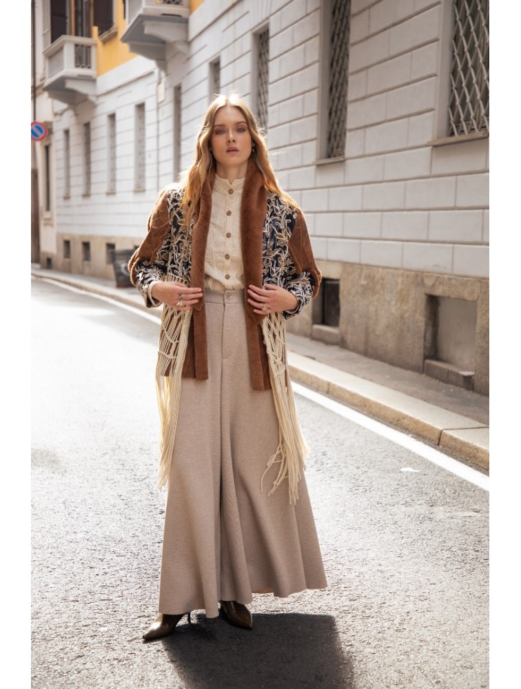 NIDODILEDA Carl Pants Ψηλόμεση Μπεζ Παντελόνα