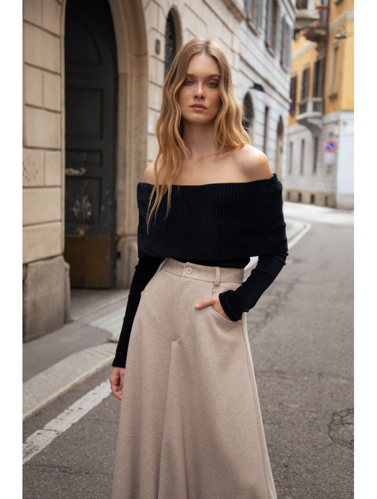 NIDODILEDA Carl Pants Ψηλόμεση Μπεζ Παντελόνα