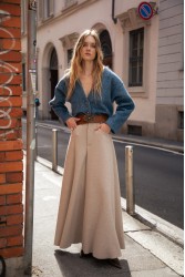 NIDODILEDA Carl Pants Ψηλόμεση Μπεζ Παντελόνα