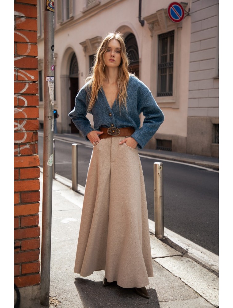 NIDODILEDA Carl Pants Ψηλόμεση Μπεζ Παντελόνα