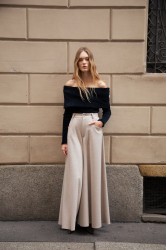 NIDODILEDA Carl Pants Ψηλόμεση Μπεζ Παντελόνα