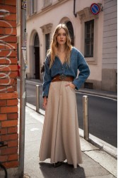 NIDODILEDA Carl Pants Ψηλόμεση Μπεζ Παντελόνα