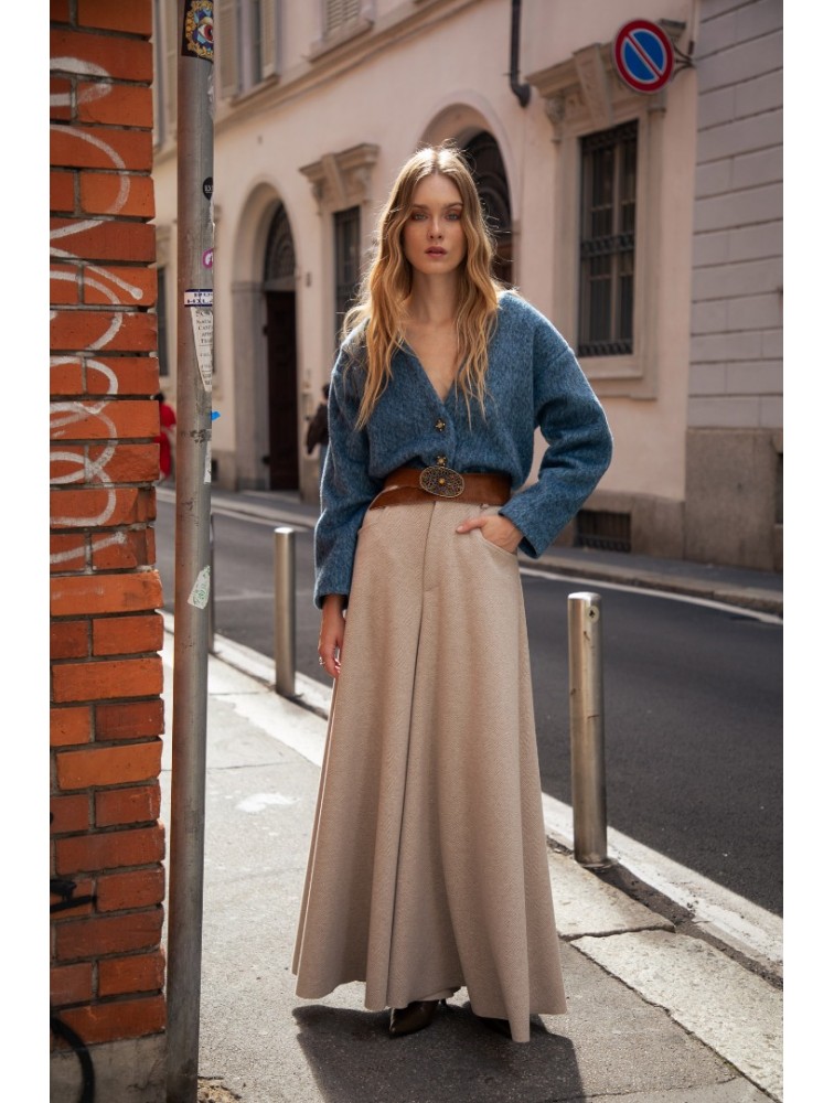 NIDODILEDA Carl Pants Ψηλόμεση Μπεζ Παντελόνα