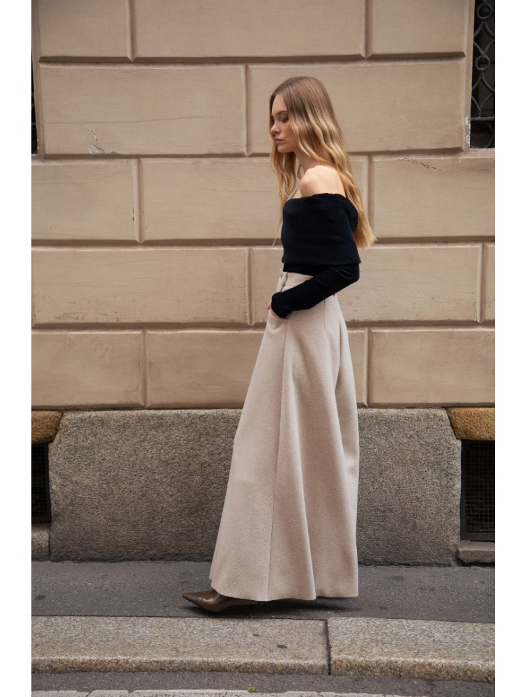 NIDODILEDA Carl Pants Ψηλόμεση Μπεζ Παντελόνα