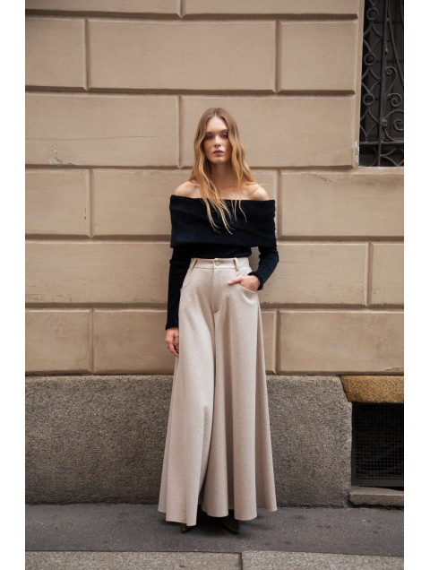 NIDODILEDA Carl Pants Ψηλόμεση Μπεζ Παντελόνα