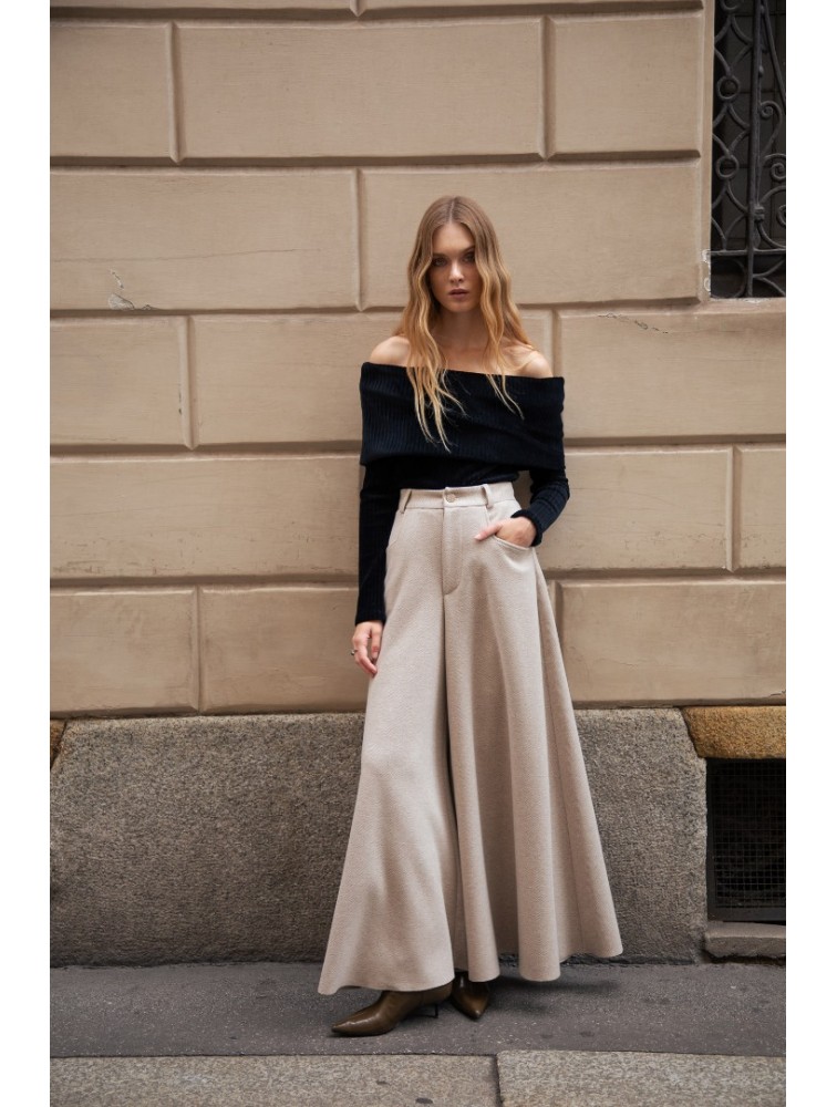 NIDODILEDA Carl Pants Ψηλόμεση Μπεζ Παντελόνα