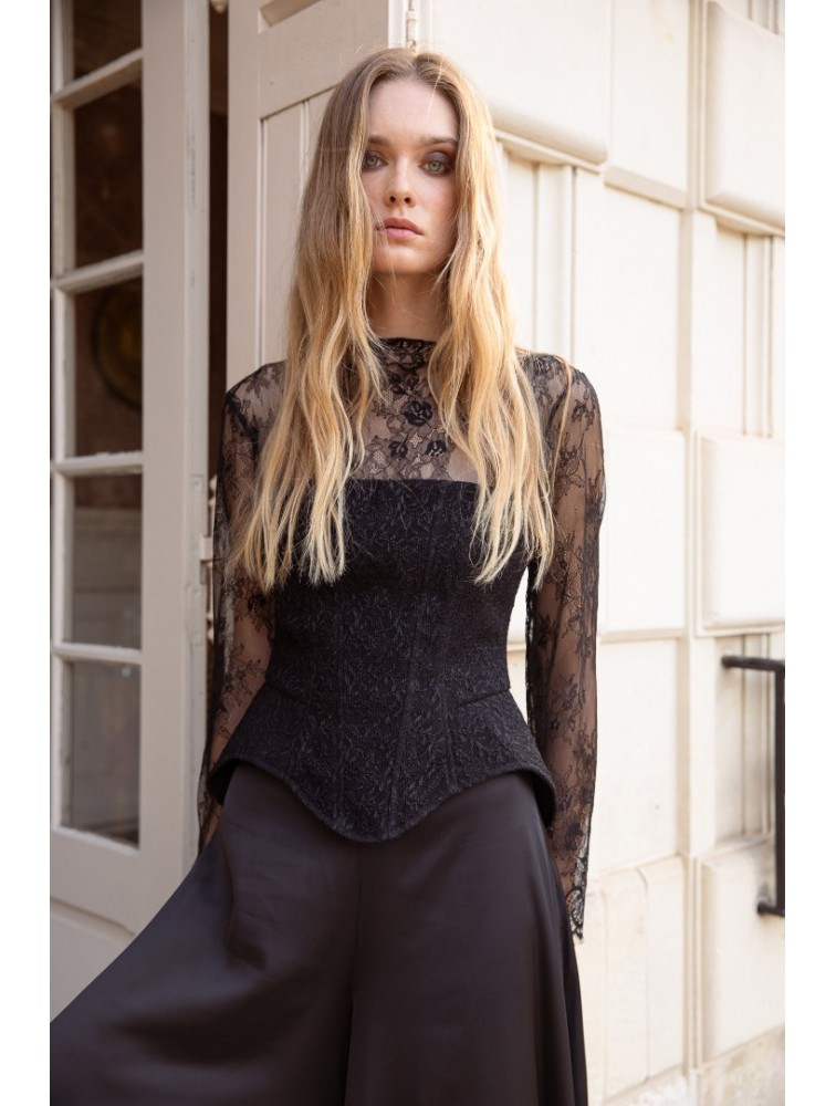 NIDODILEDA Celine Corset Μαύρο Φλοράλ Κορσές