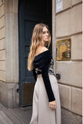 NIDODILEDA Dale Corset Πλεκτός Ασπρόμαυρος Ζακάρ Κορσές