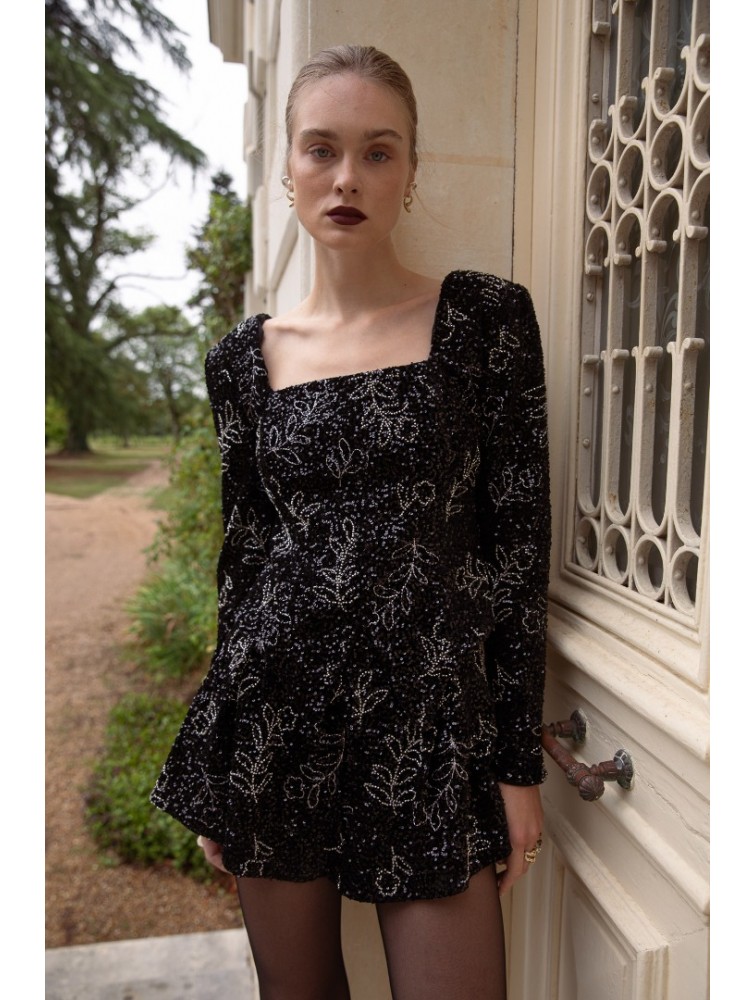 NIDODILEDA Eden Shorts Μαύρη Παγέτα Σορτς