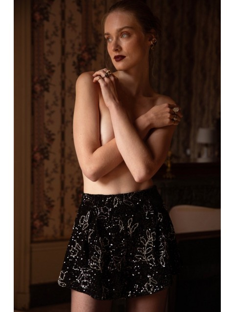 NIDODILEDA Eden Shorts Μαύρη Παγέτα Σορτς