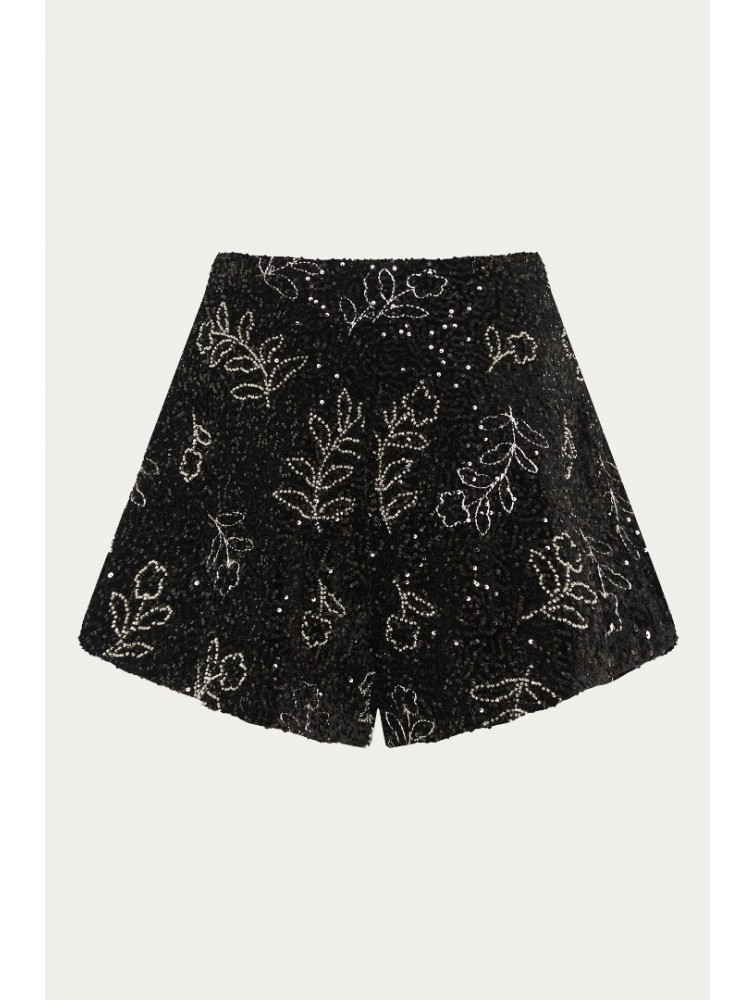NIDODILEDA Eden Shorts Μαύρη Παγέτα Σορτς