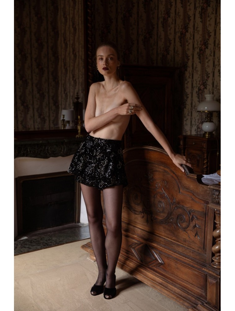 NIDODILEDA Eden Shorts Μαύρη Παγέτα Σορτς