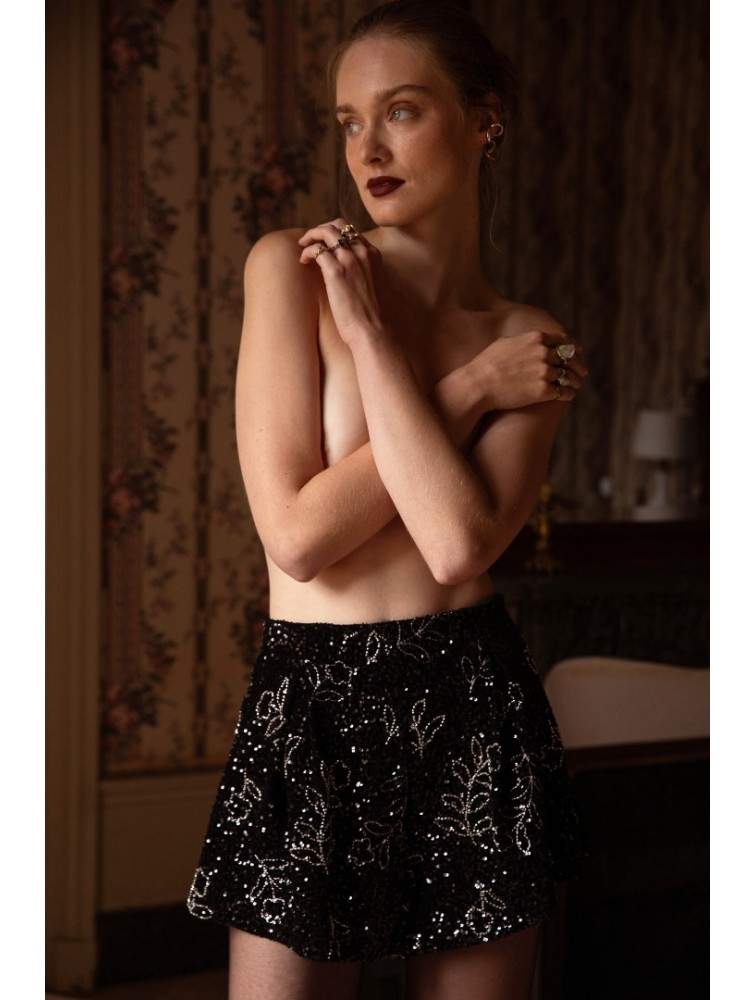 NIDODILEDA Eden Shorts Μαύρη Παγέτα Σορτς