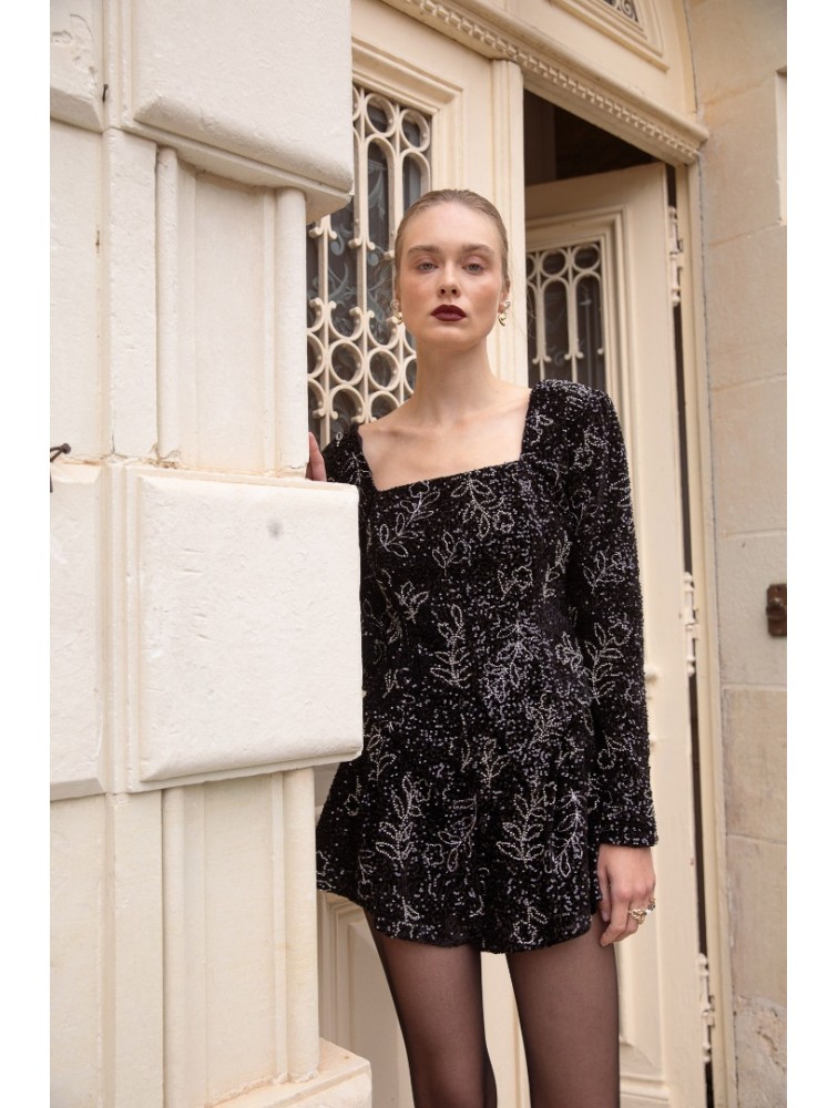 NIDODILEDA Eden Shorts Μαύρη Παγέτα Σορτς