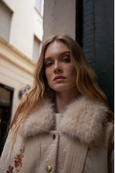 NIDODILEDA Ernestine Jacket Μπεζ Τζάκετ με Γούνα