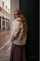 NIDODILEDA Ernestine Jacket Μπεζ Τζάκετ με Γούνα