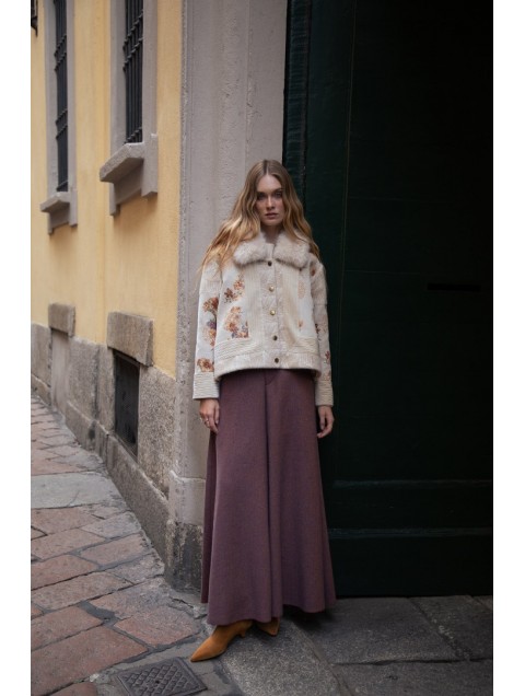 NIDODILEDA Ernestine Jacket Μπεζ Τζάκετ με Γούνα