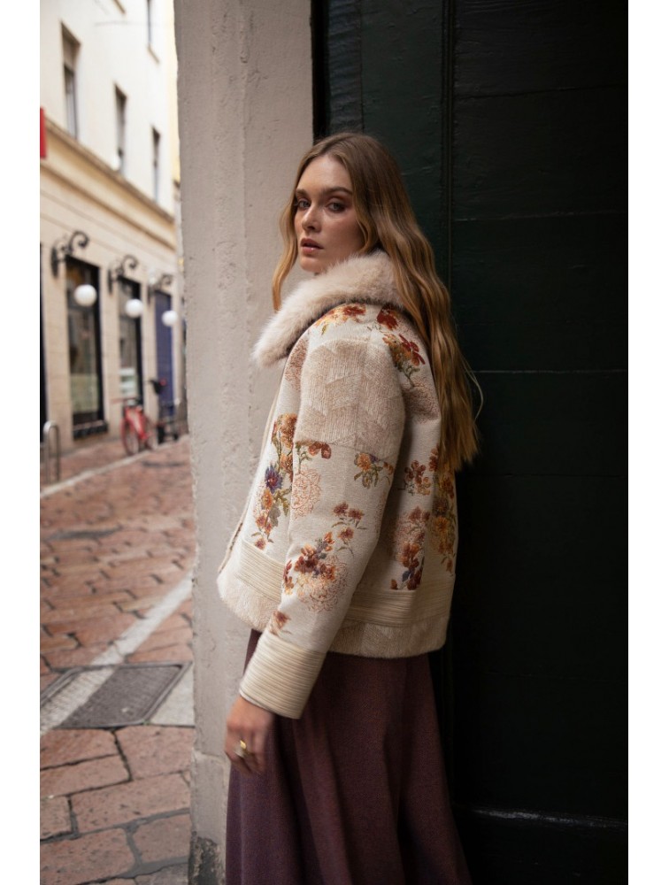 NIDODILEDA Ernestine Jacket Μπεζ Τζάκετ με Γούνα