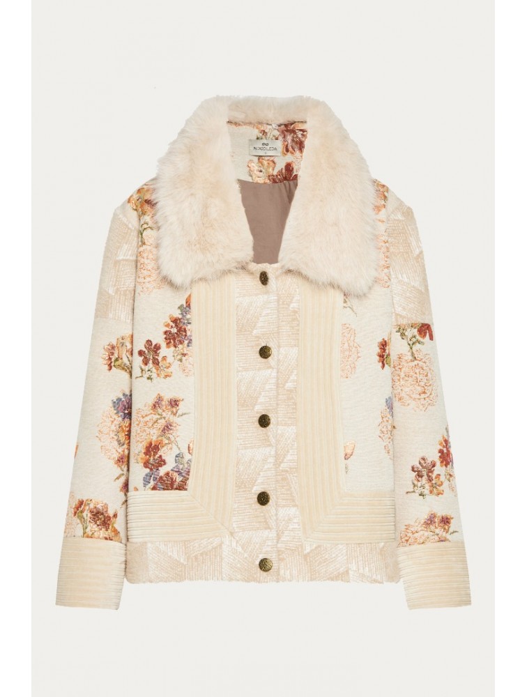 NIDODILEDA Ernestine Jacket Μπεζ Τζάκετ με Γούνα