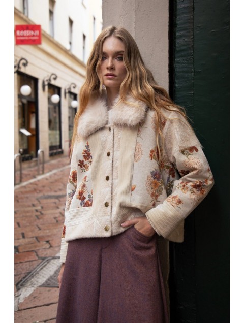 NIDODILEDA Ernestine Jacket Μπεζ Τζάκετ με Γούνα