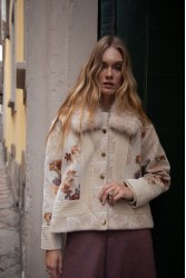 NIDODILEDA Ernestine Jacket Μπεζ Τζάκετ με Γούνα