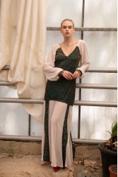 NIDODILEDA Elowen Dress Devore Εκρού Φόρεμα