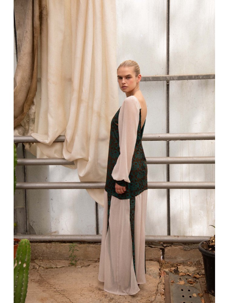 NIDODILEDA Elowen Dress Devore Εκρού Φόρεμα