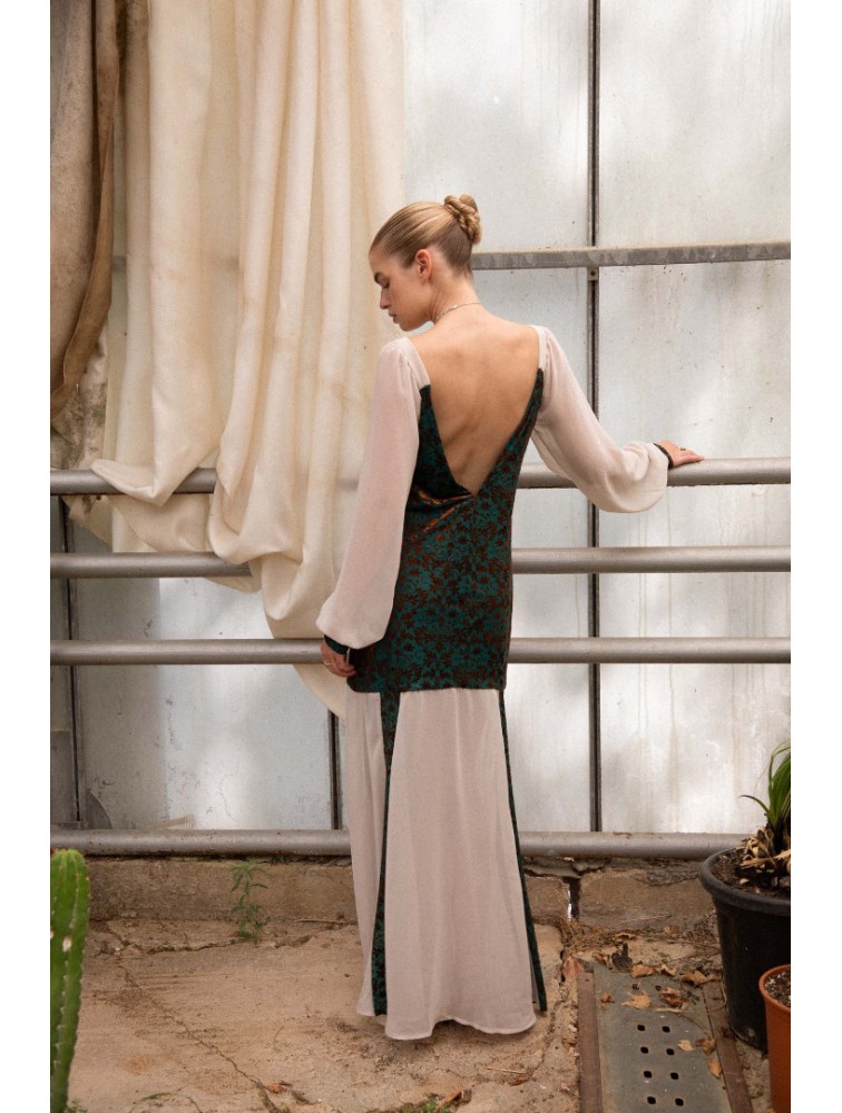 NIDODILEDA Elowen Dress Devore Εκρού Φόρεμα