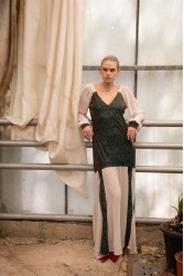 NIDODILEDA Elowen Dress Devore Εκρού Φόρεμα