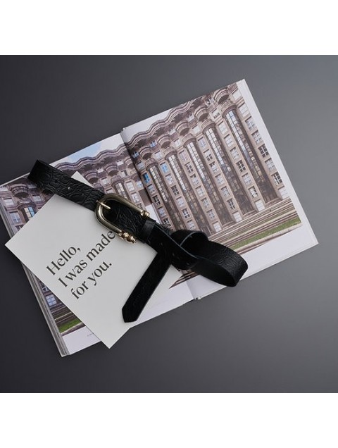 INDIVIDUAL Pearl Black leather belt with metal elements