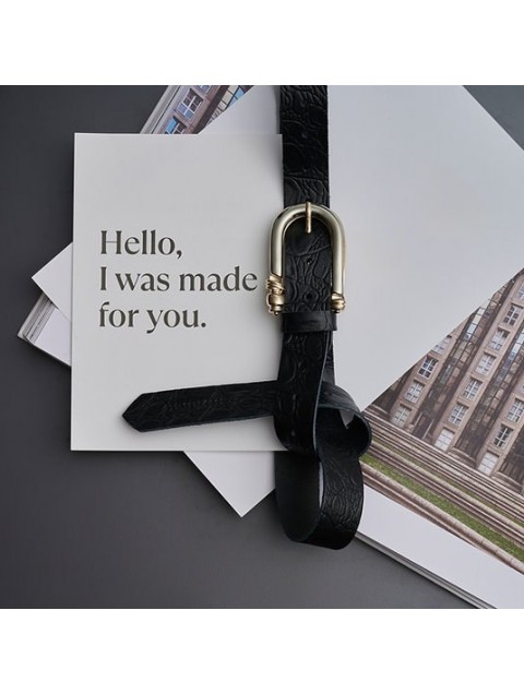 INDIVIDUAL Pearl Black leather belt with metal elements
