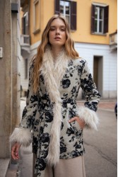 NIDODILEDA Jerome Coat Ασπρόμαυρο Ζακάρ Παλτό