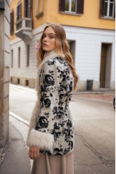 NIDODILEDA Jerome Coat Ασπρόμαυρο Ζακάρ Παλτό