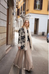 NIDODILEDA Jerome Coat Ασπρόμαυρο Ζακάρ Παλτό