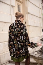 NIDODILEDA Kinsley Bomber Φλοράλ Βελουτέ Σακάκι