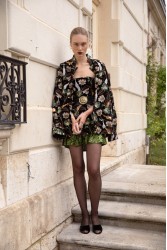 NIDODILEDA Kinsley Bomber Φλοράλ Βελουτέ Σακάκι