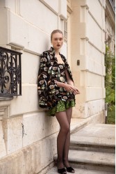 NIDODILEDA Kinsley Bomber Φλοράλ Βελουτέ Σακάκι