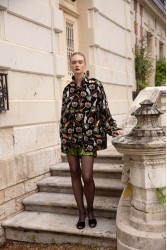 NIDODILEDA Kinsley Bomber Φλοράλ Βελουτέ Σακάκι