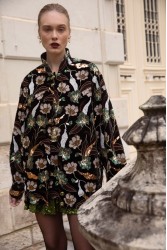 NIDODILEDA Kinsley Bomber Φλοράλ Βελουτέ Σακάκι