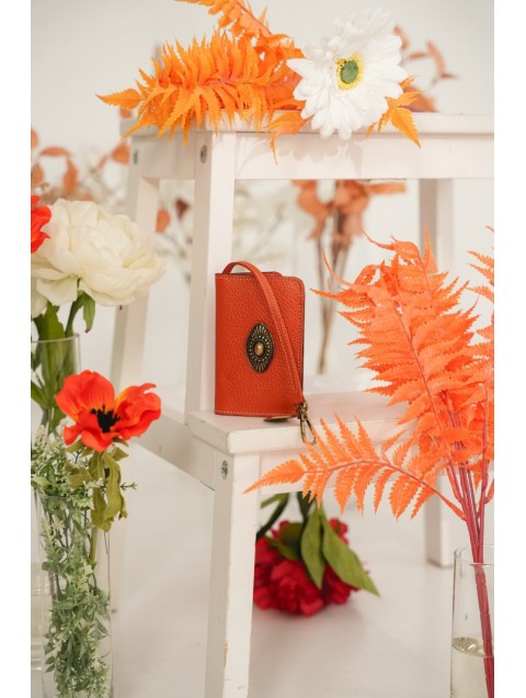 LA VITA HANDBAGS Core Amber Handmade Leather Orange Card Holder