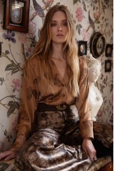 NIDODILEDA Life Shirt Μπρονζέ Φλοράλ πουκάμισο