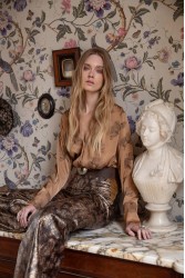 NIDODILEDA Life Shirt Μπρονζέ Φλοράλ πουκάμισο