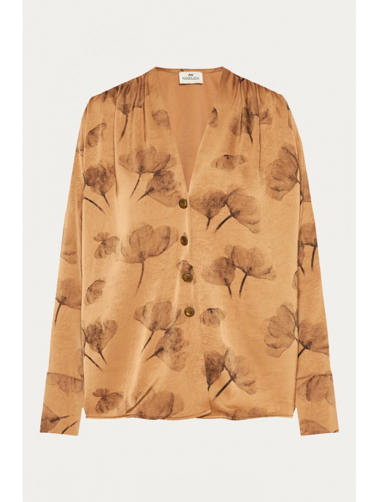NIDODILEDA Life Shirt Μπρονζέ Φλοράλ πουκάμισο